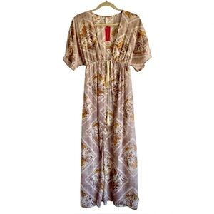 NWT Xhilaration Boho Maxi Kimono Longline Beach Coverup Festival Vacation XS